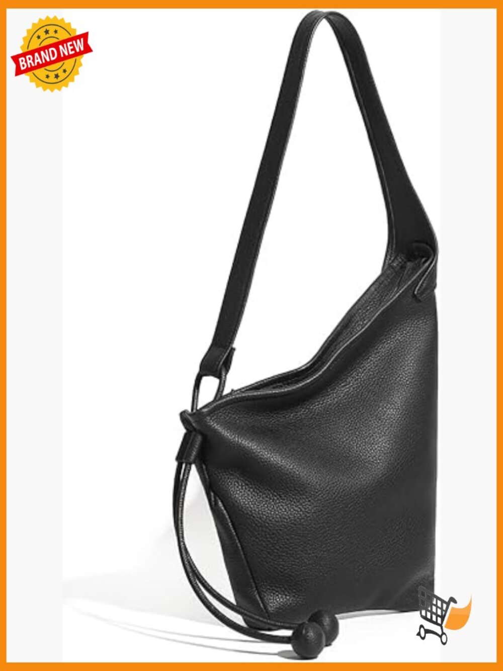 Genuine Leather Hobo Bag, Medium Tote Handbag, Slouchy Shoulder Purse with